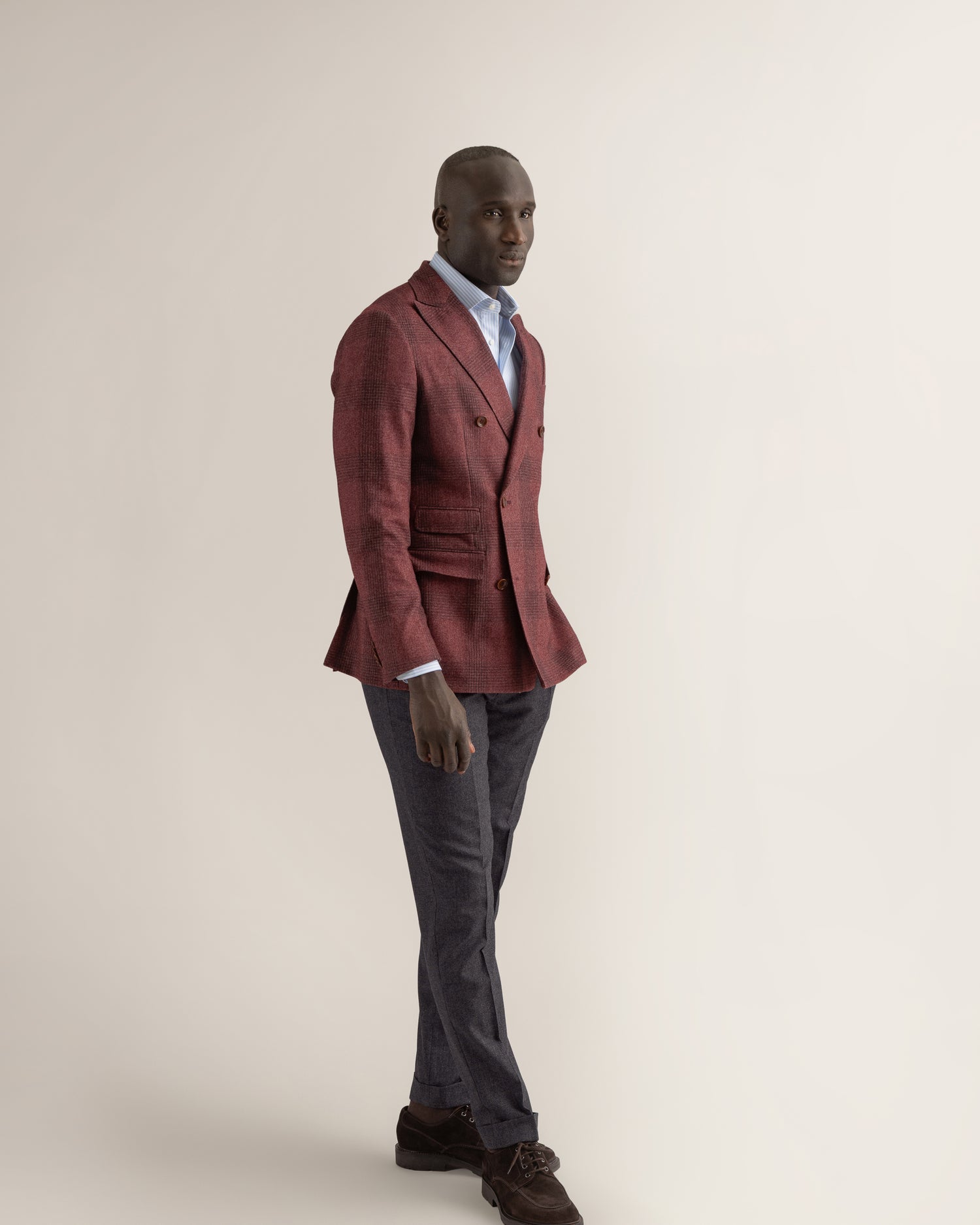 Wool-Cashmere Blazer in Raspberry Red